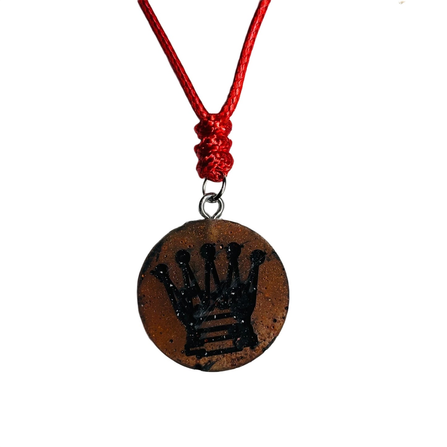 Tattered Orange Queen - Handmade Resin Chess Necklace