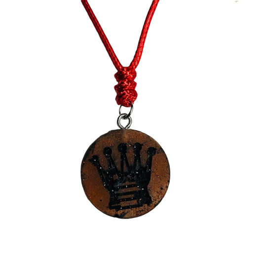 Tattered Orange Queen - Handmade Resin Chess Necklace