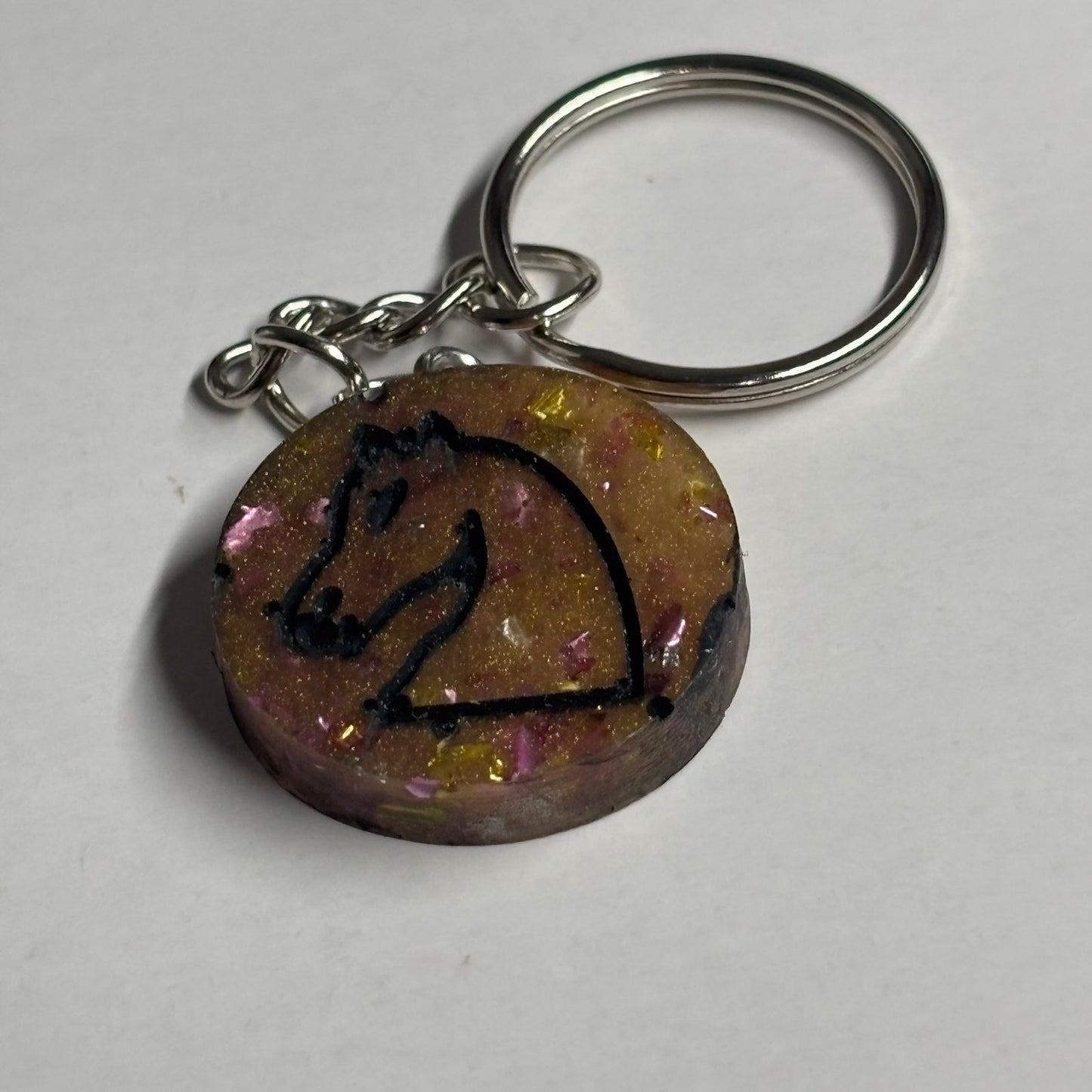 Dark Yellow Sparkle Knight - Handmade Resin Keychain