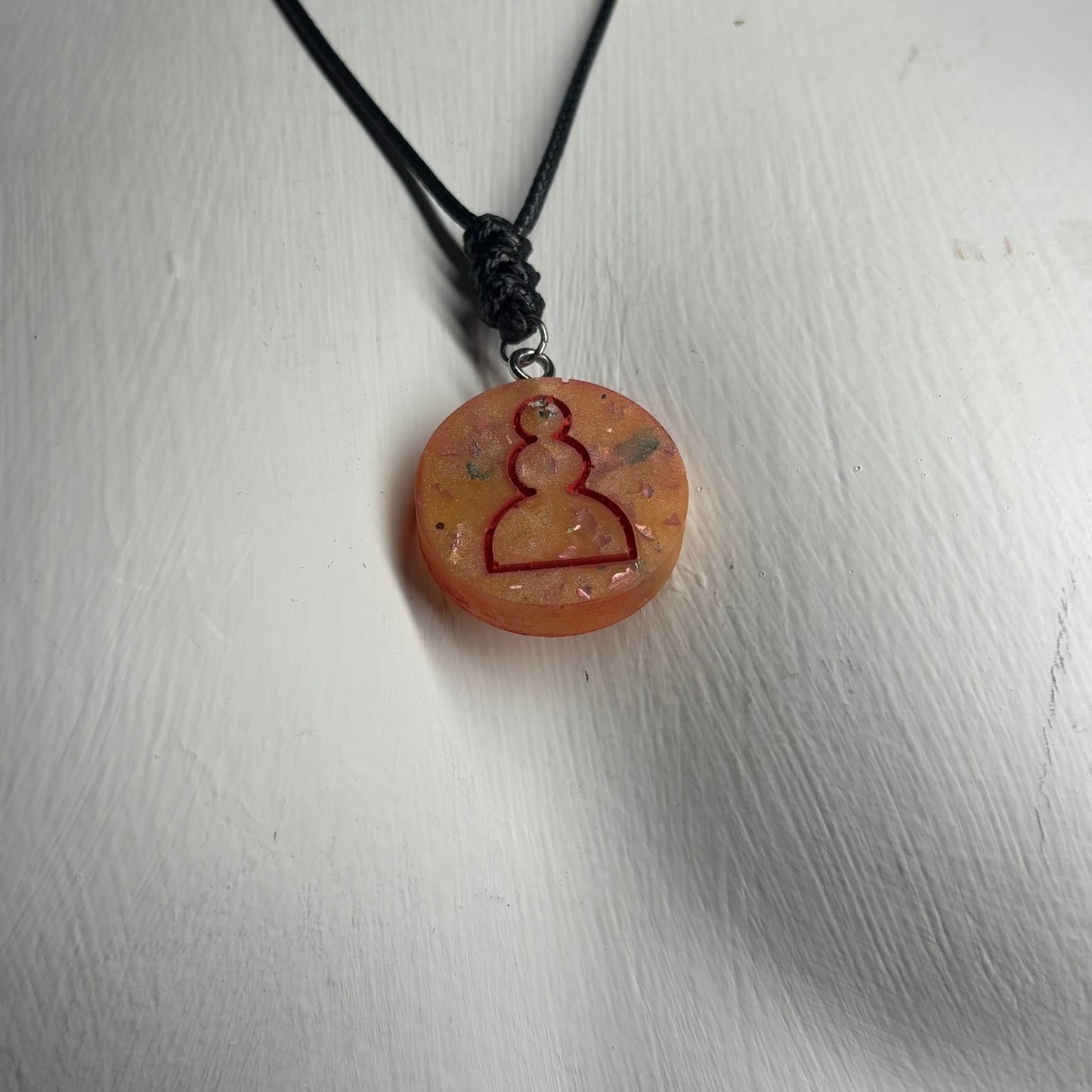 Orange Royal Pawn - Handmade Resin Chess Necklace