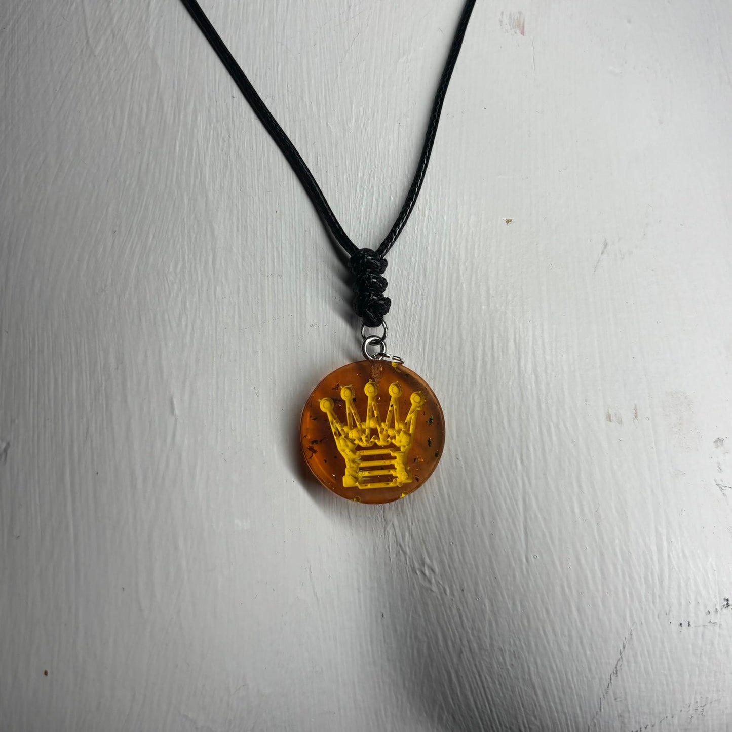 Fire Orange Queen - Handmade Resin Chess Necklace