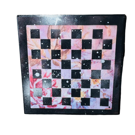 Pink Flower Chrome Mist - Scrapbook Chess Board