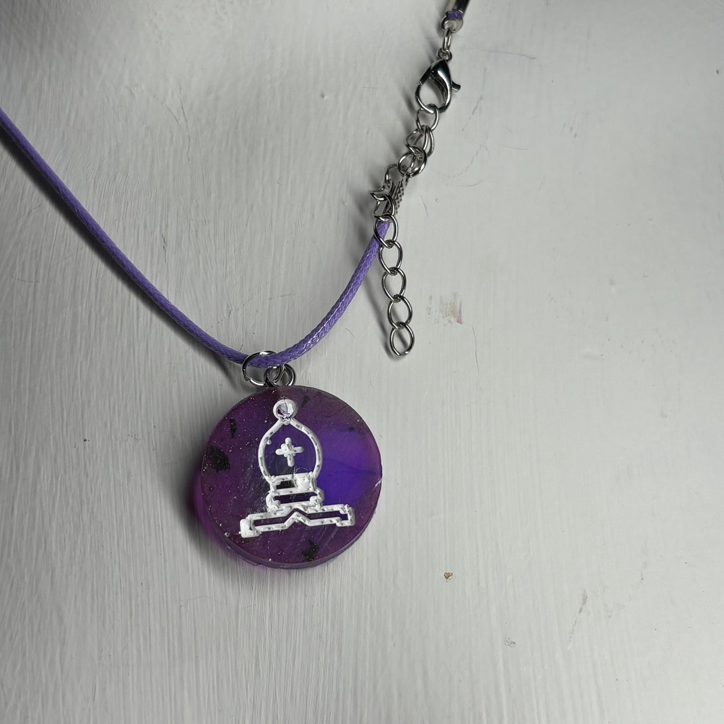 Midnight Purple Bishop - Handmade Resin Chess Necklace