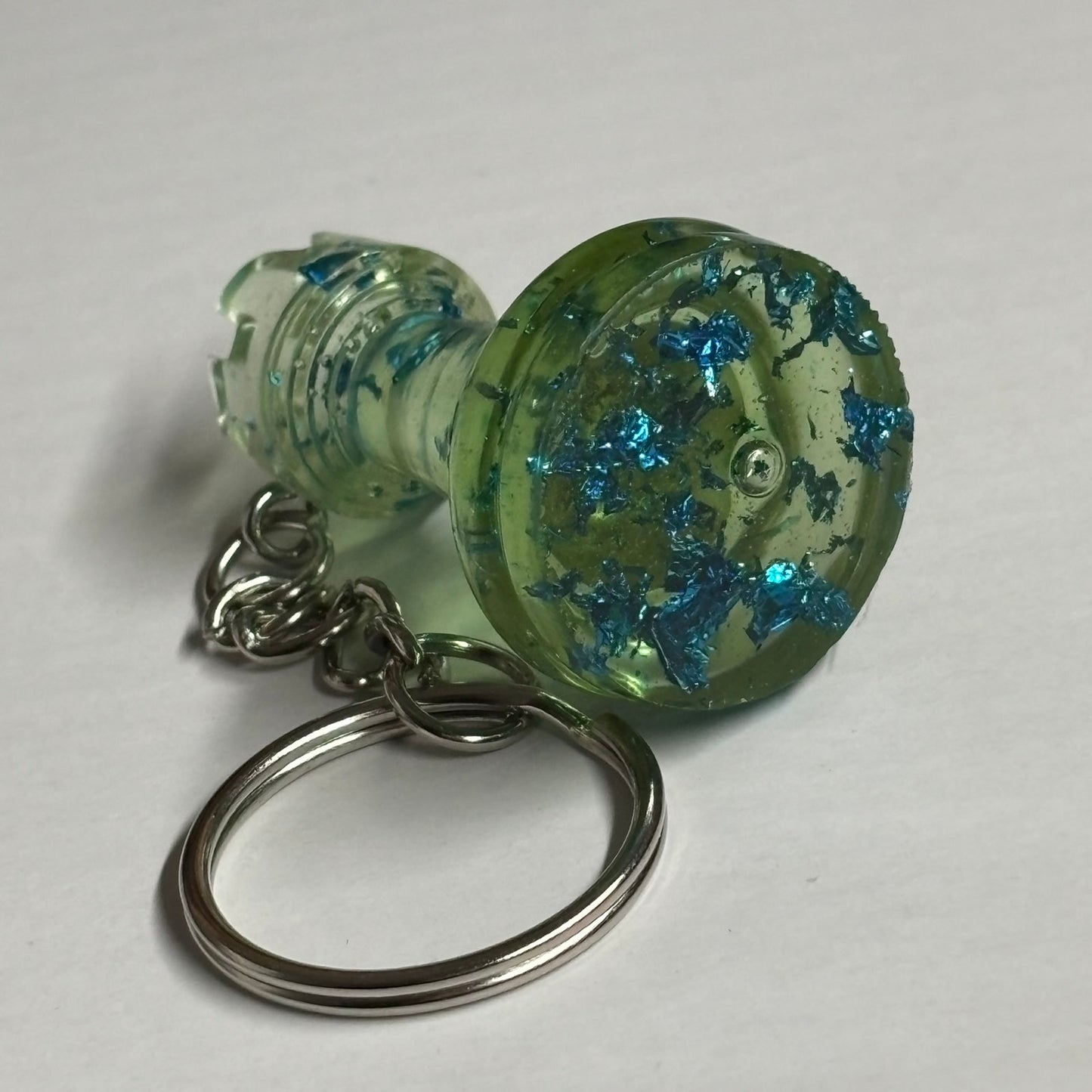 Green Translucent Rook - Handmade Resin Keychain