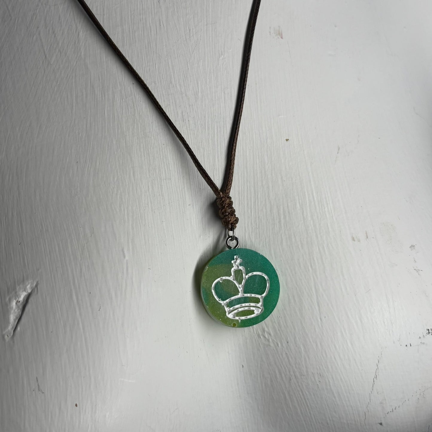 Classic Green - Handmade Resin Chess Necklace