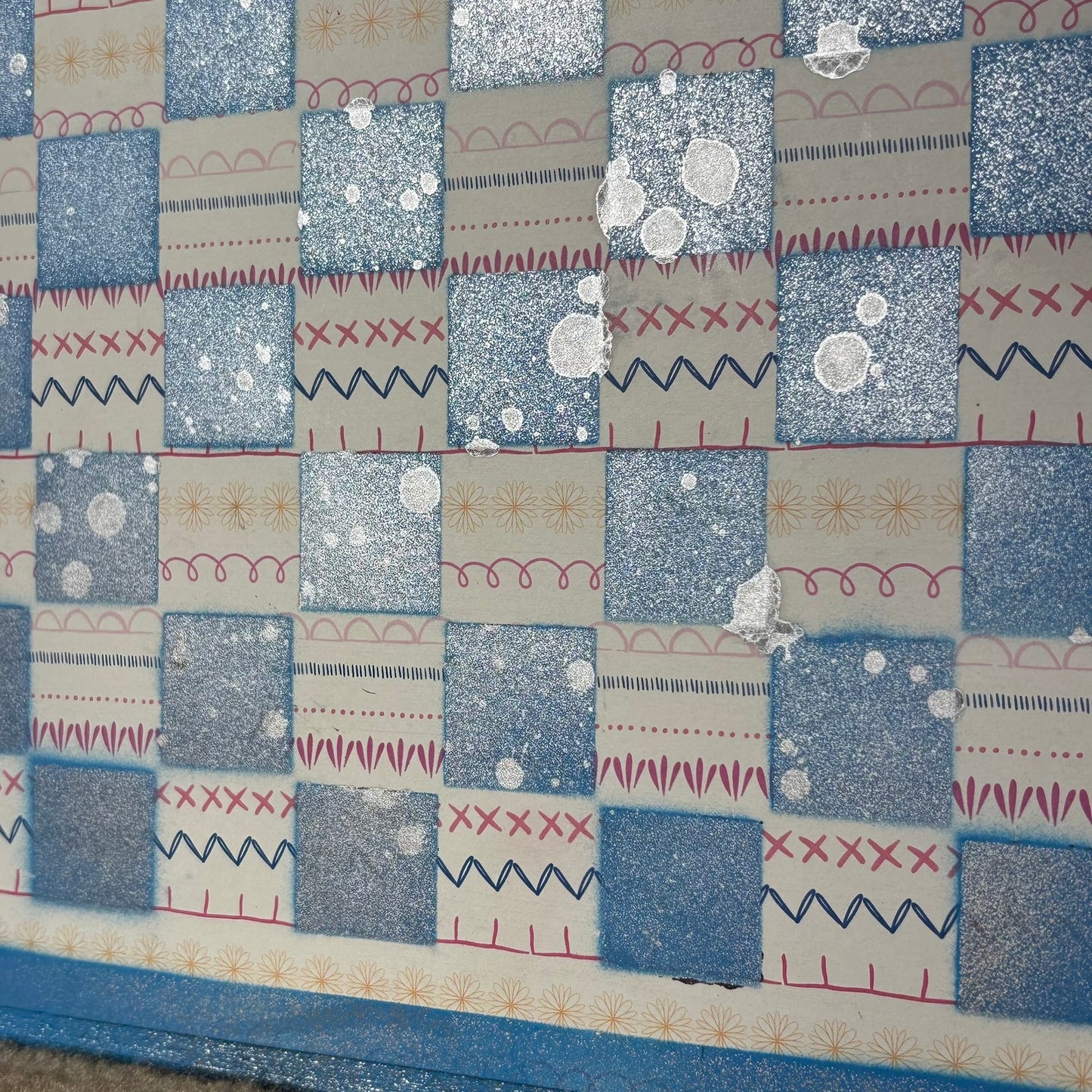 Happy Blue - Scrapbook Chess Board