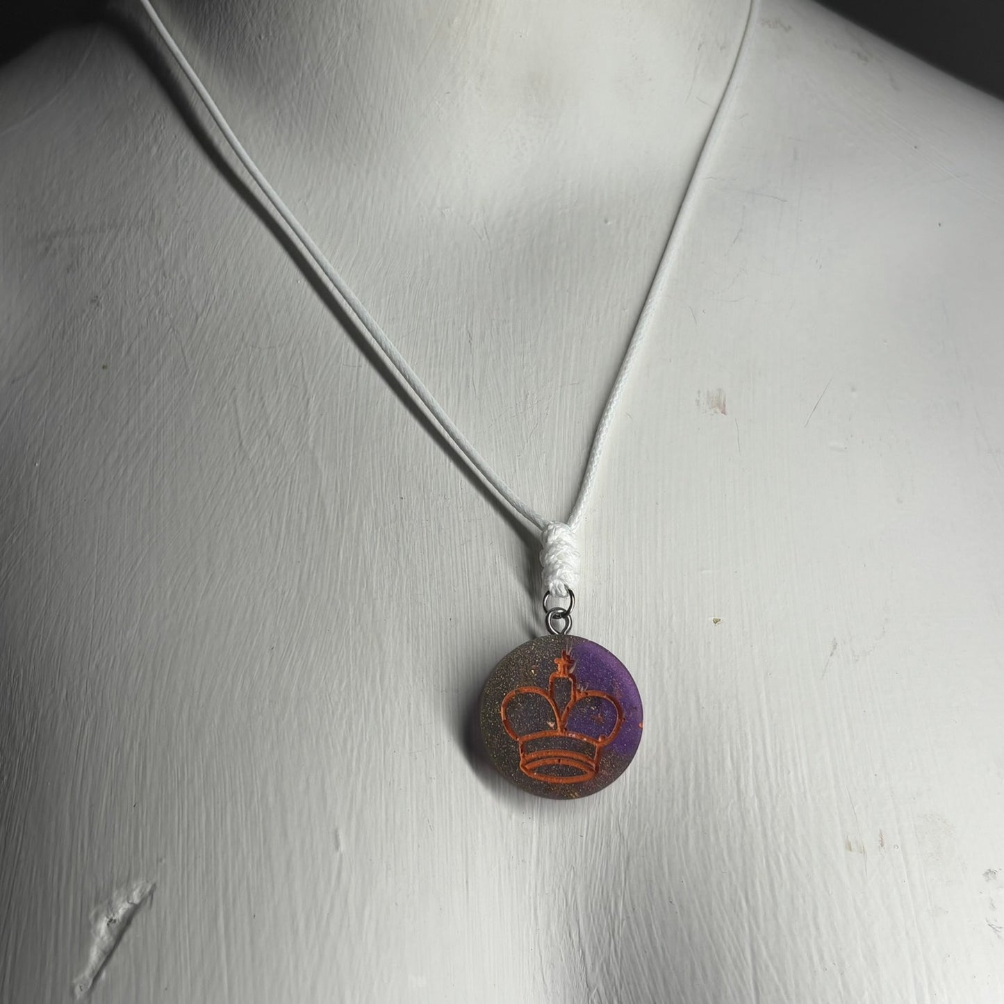 Creepy Purple King - Handmade Resin Chess Necklace