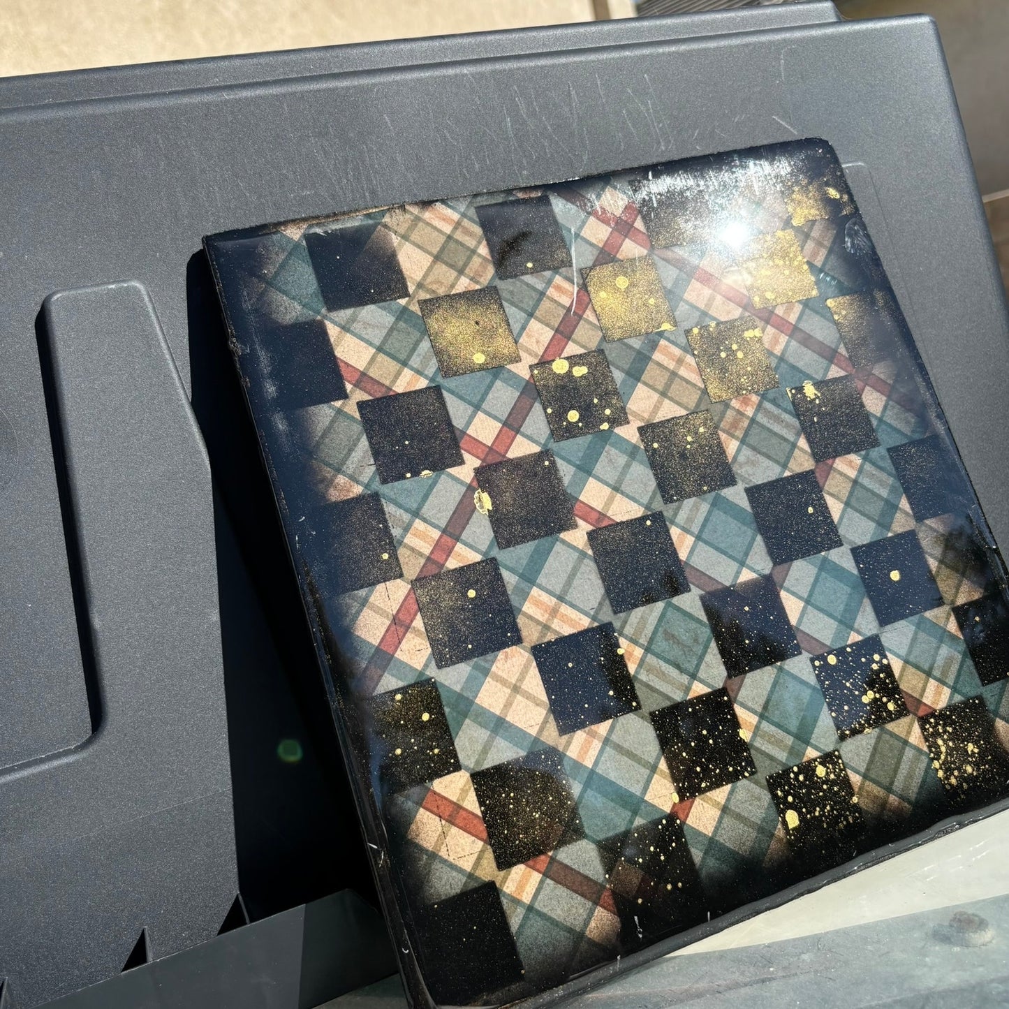 Vintage Pattern - Resin Coated Chess Board