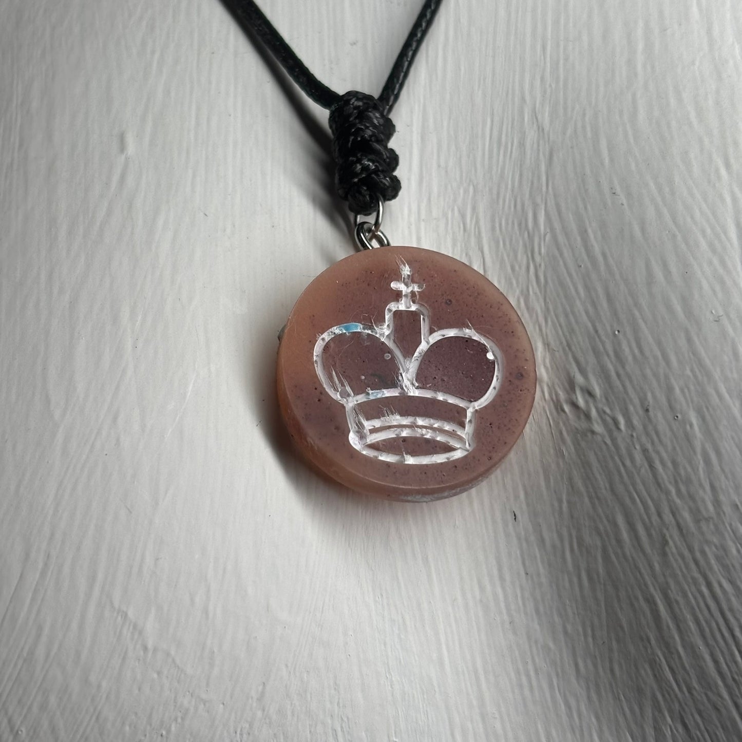 Coffee Brown King - Handmade Resin Chess Necklace