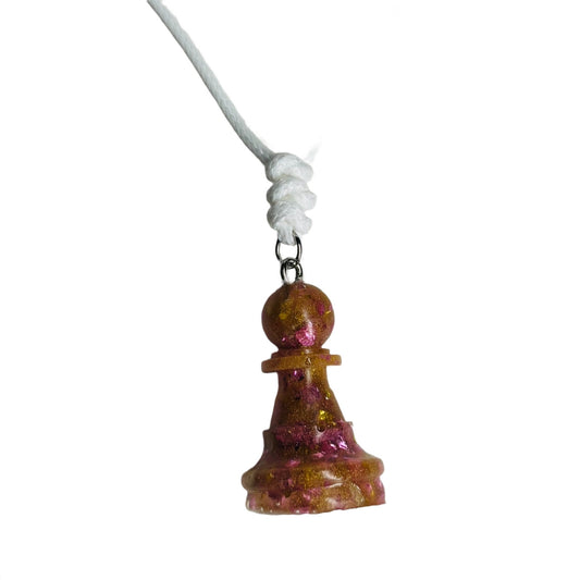 Royal Crystal Pawn - Handmade Resin Chess Necklace