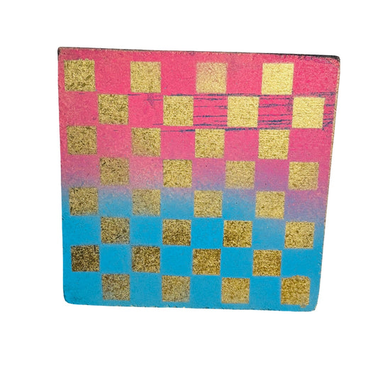 Pink & Blue Gold - Painted Double Sided Chess Board