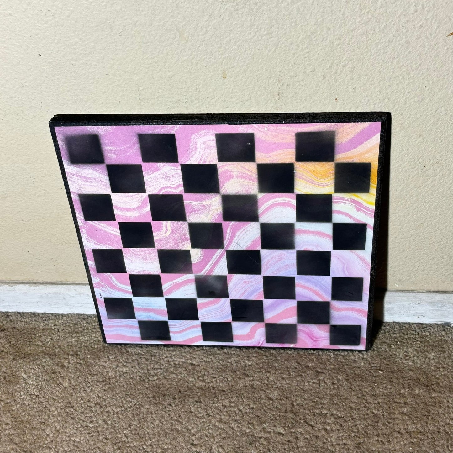 Pink Swirls - Scrapbook Chess Board