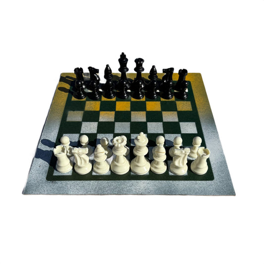 Green & Yellow - Painted Chess Set