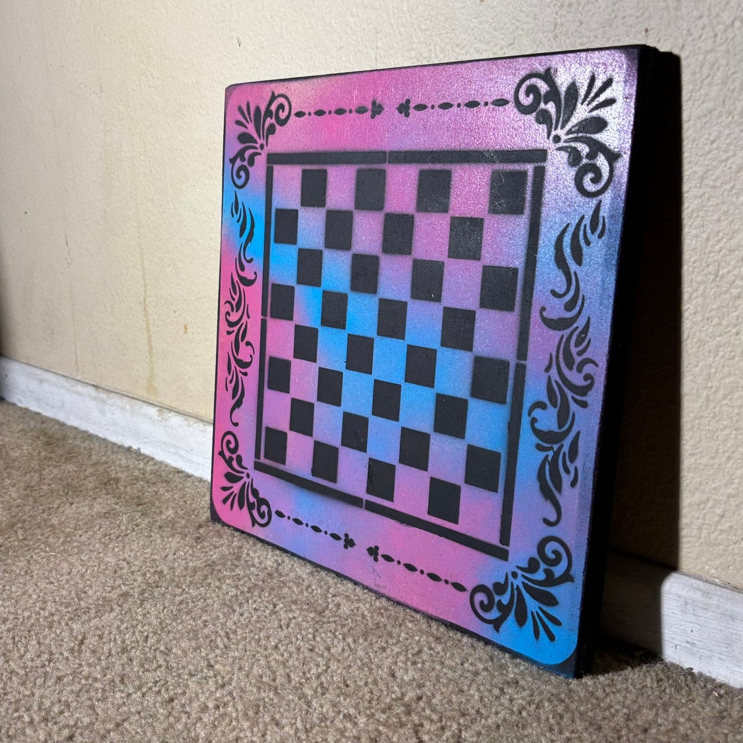 Purple Space Mesh - Painted Chess Board