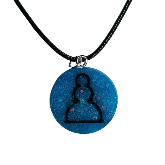 Strong Blue Pawn - Handmade Resin Chess Necklace