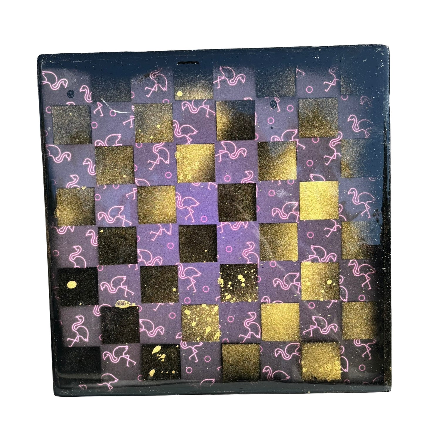 Golden Flamingo - Resin Coated Chess Board