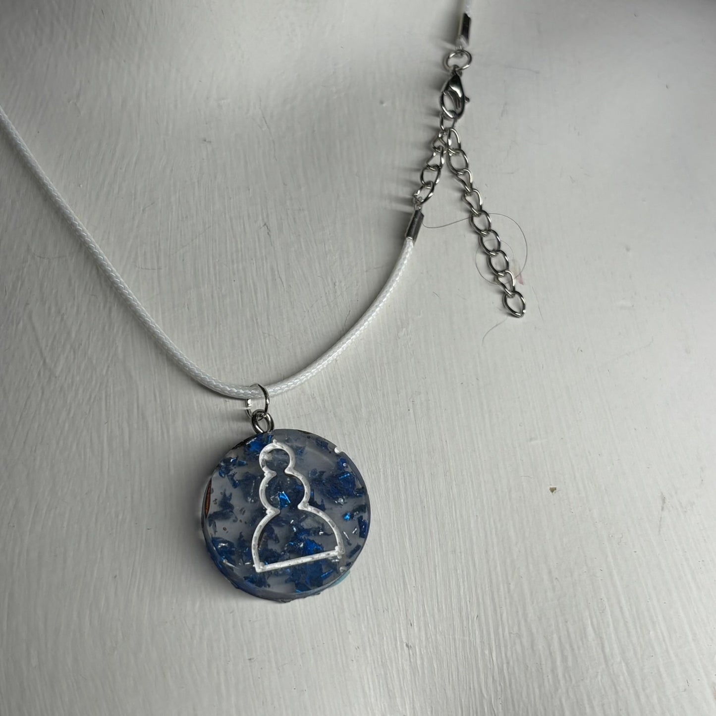 Vintage Royal Blue Pawn - Handmade Resin Chess Necklace