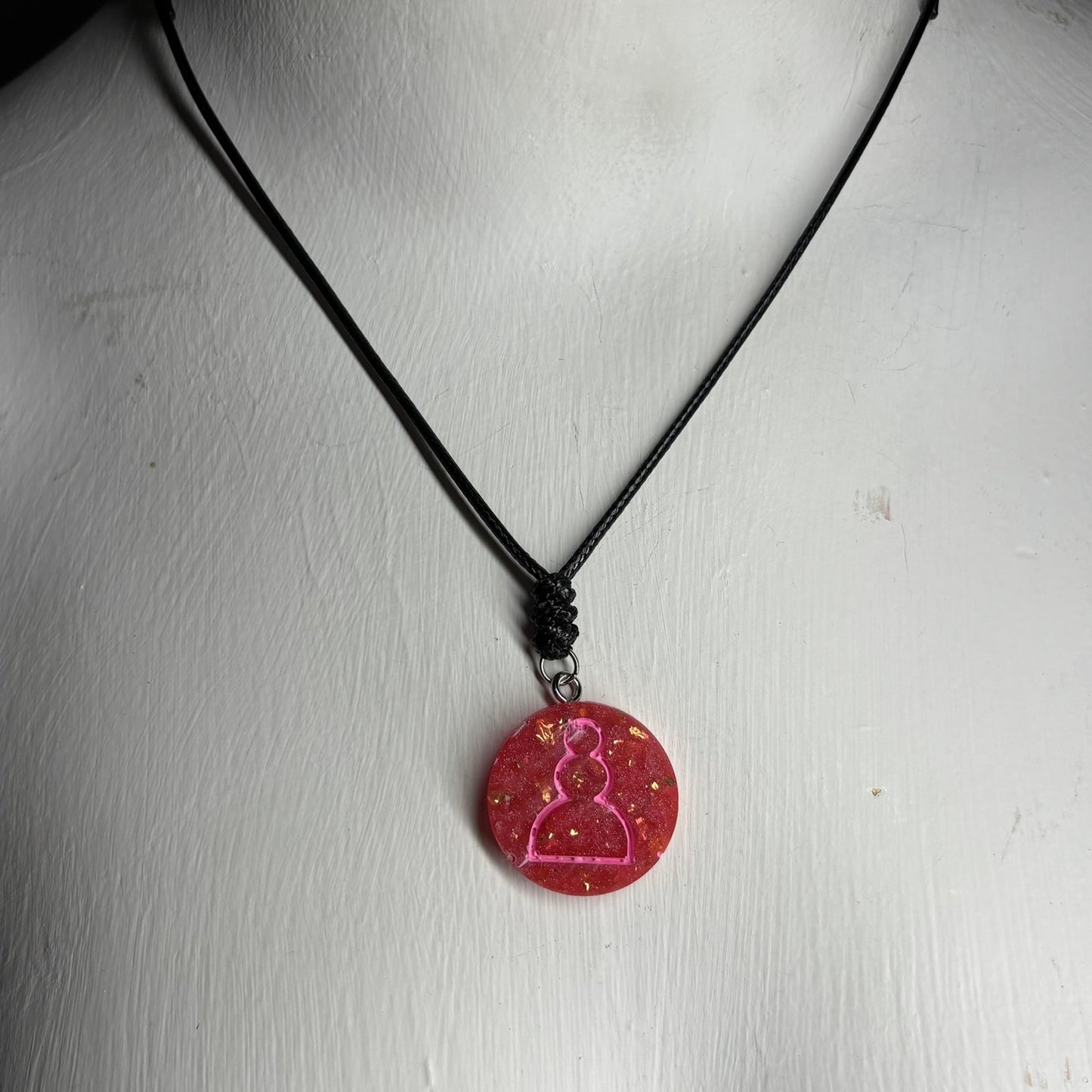 Crystal Red Pawn - Handmade Resin Chess Necklace