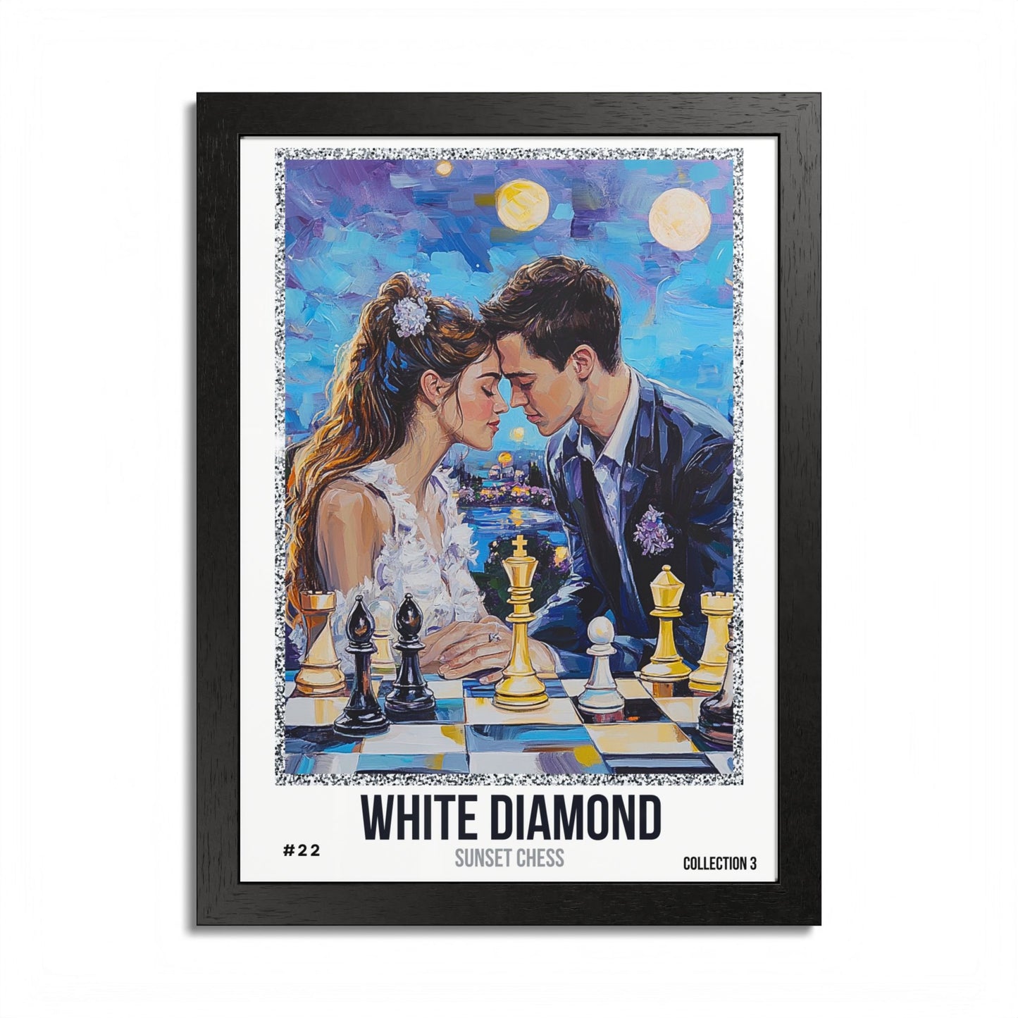 White Diamond - Collection 3 Card #22 - Sunset Card Poster Framed 12"x16"
