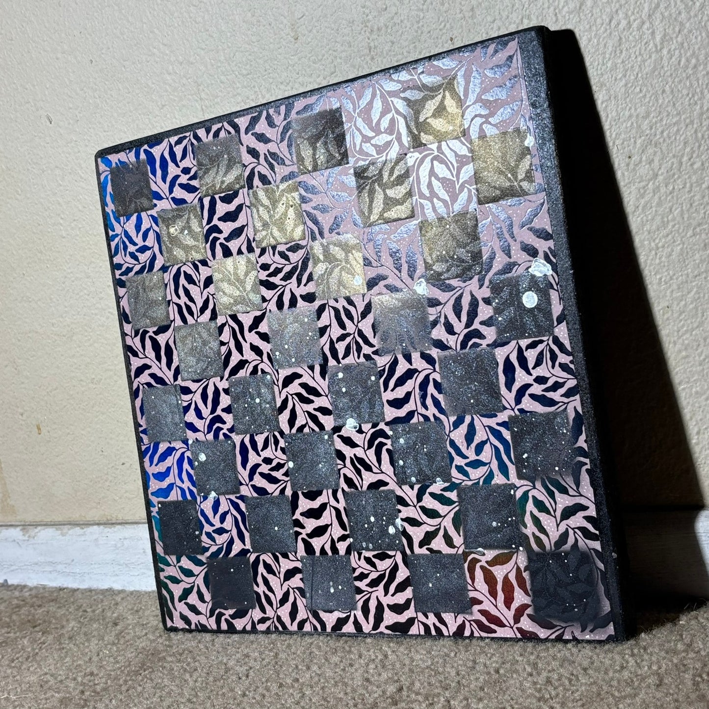 Vintage Black Leaves - Scrapbook Chess Board