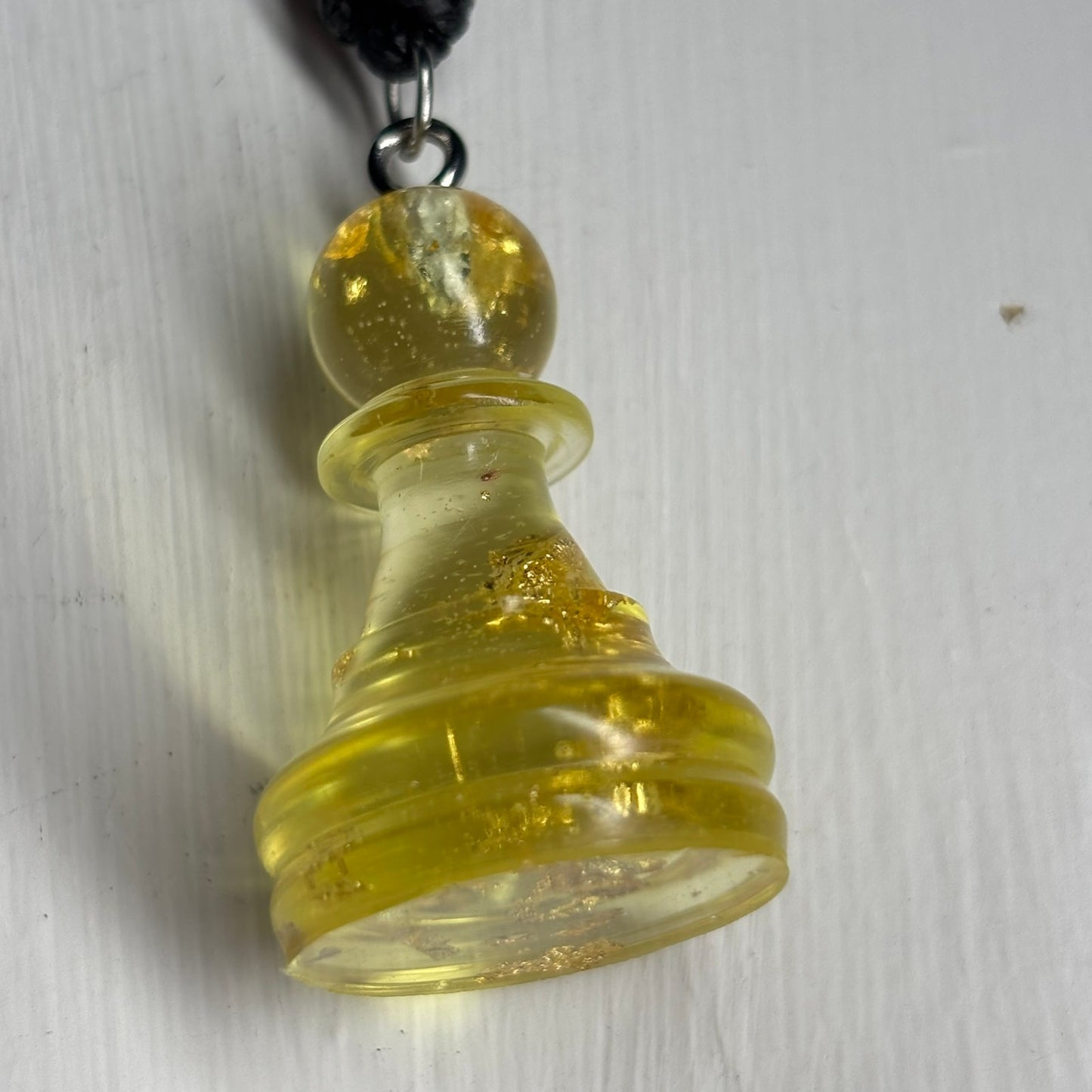 Yellow Crystal Pawn - Handmade Resin Chess Necklace