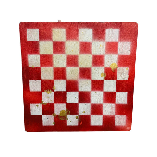 Red And White Golden Hue - Painted Thin Wooden Chess Board