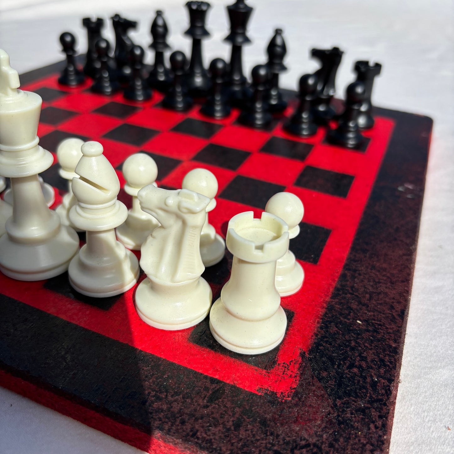 Red & Black - Painted Chess Set
