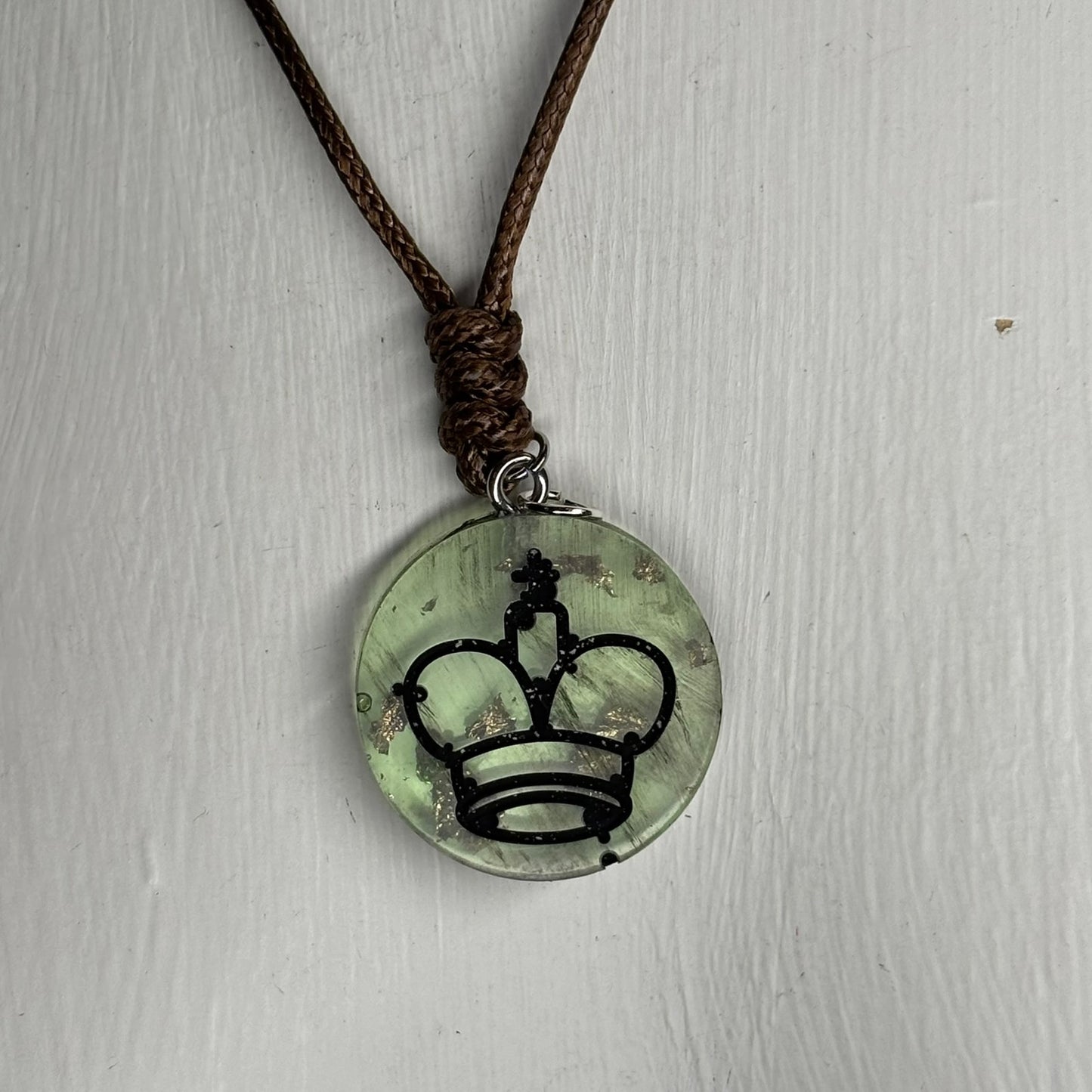 Translucent Green King - Handmade Resin Chess Necklace