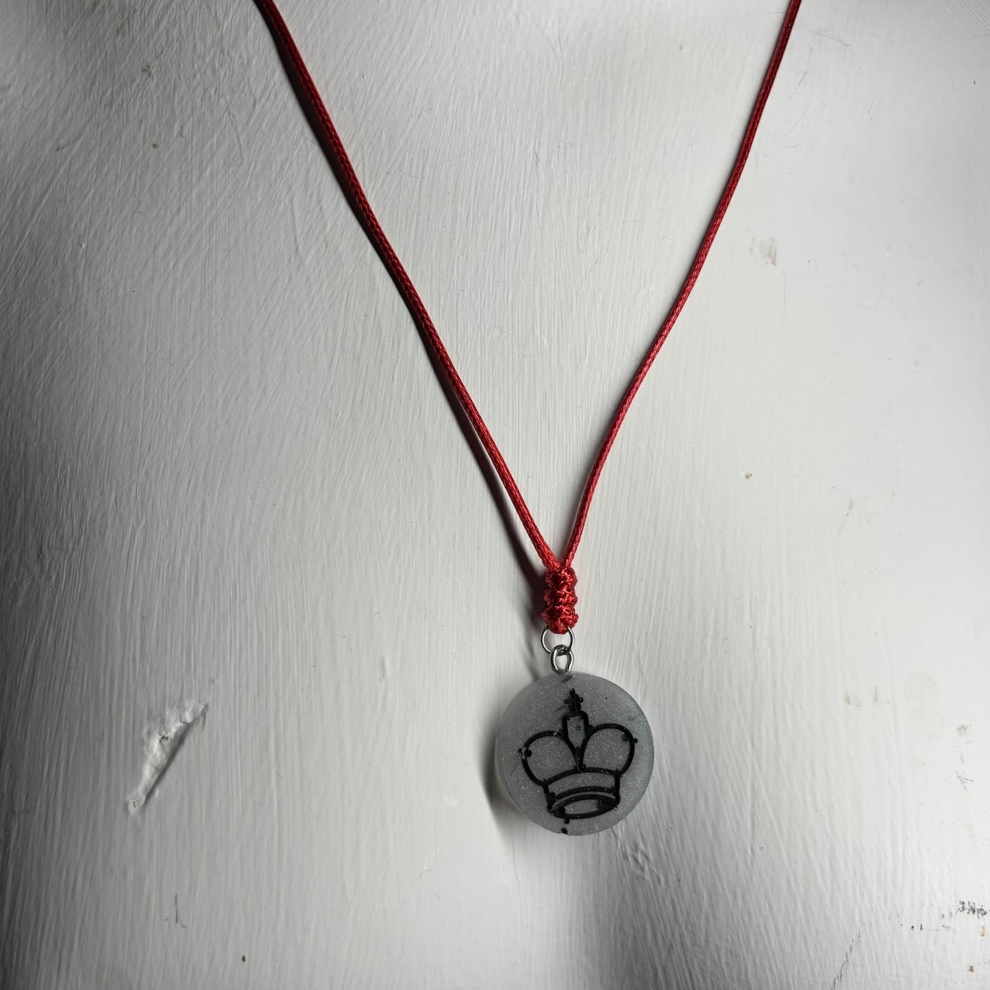 Gray/Red King - Handmade Resin Chess Necklace
