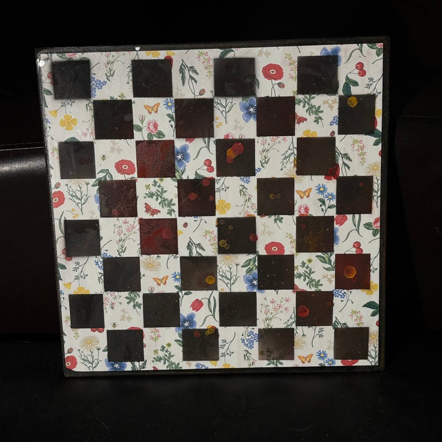Red Mist Flowers - Scrapbook Chess Board