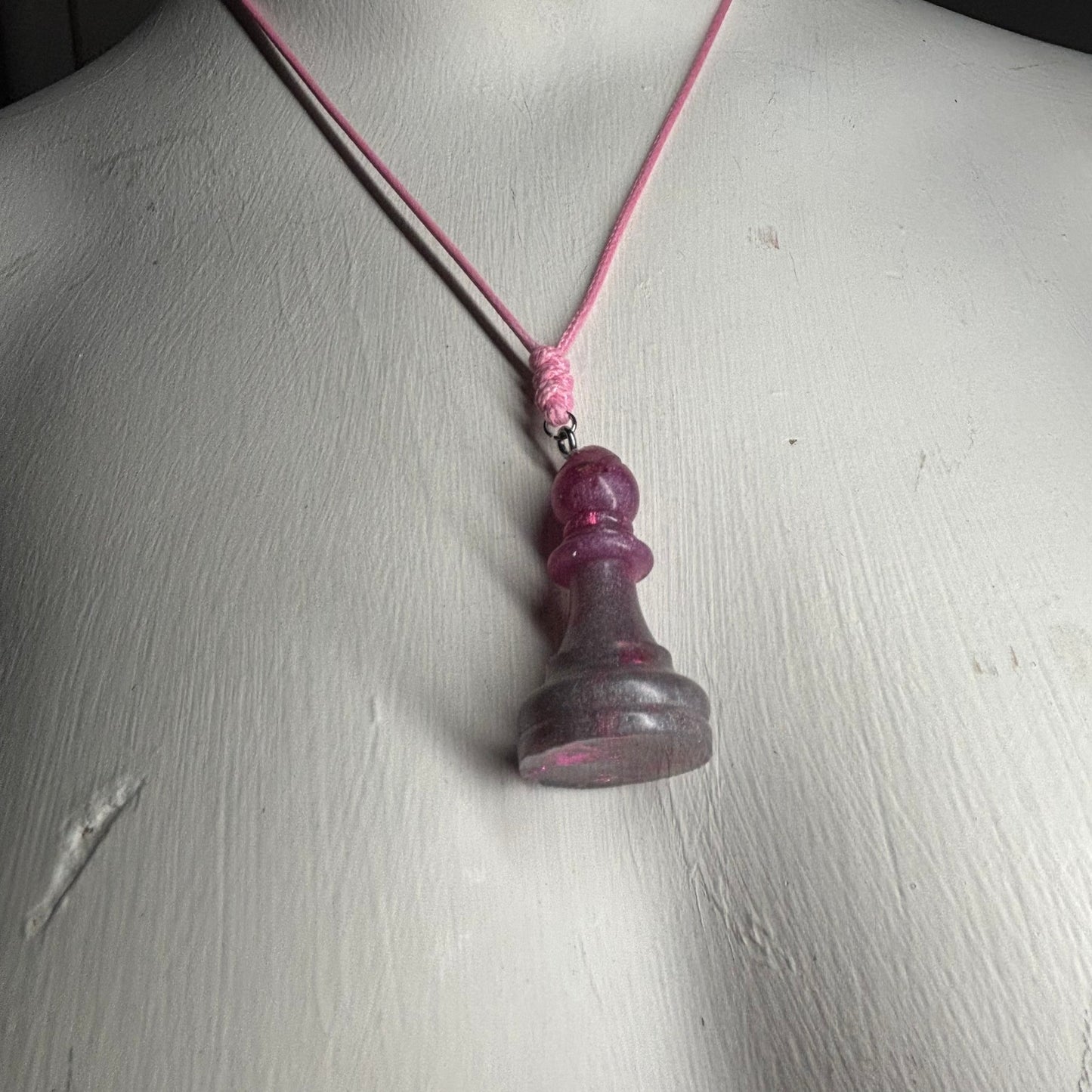 Crystal Purple Bishop - Handmade Resin Chess Necklace