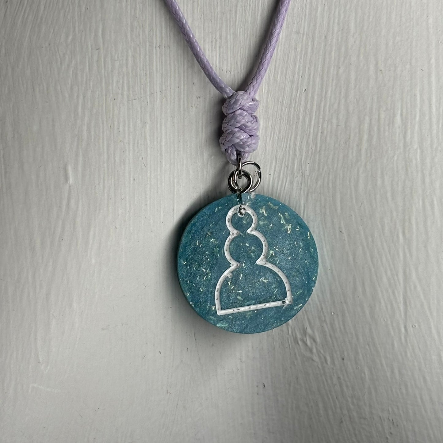 Blue Crystal Pawn - Handmade Resin Chess Necklace