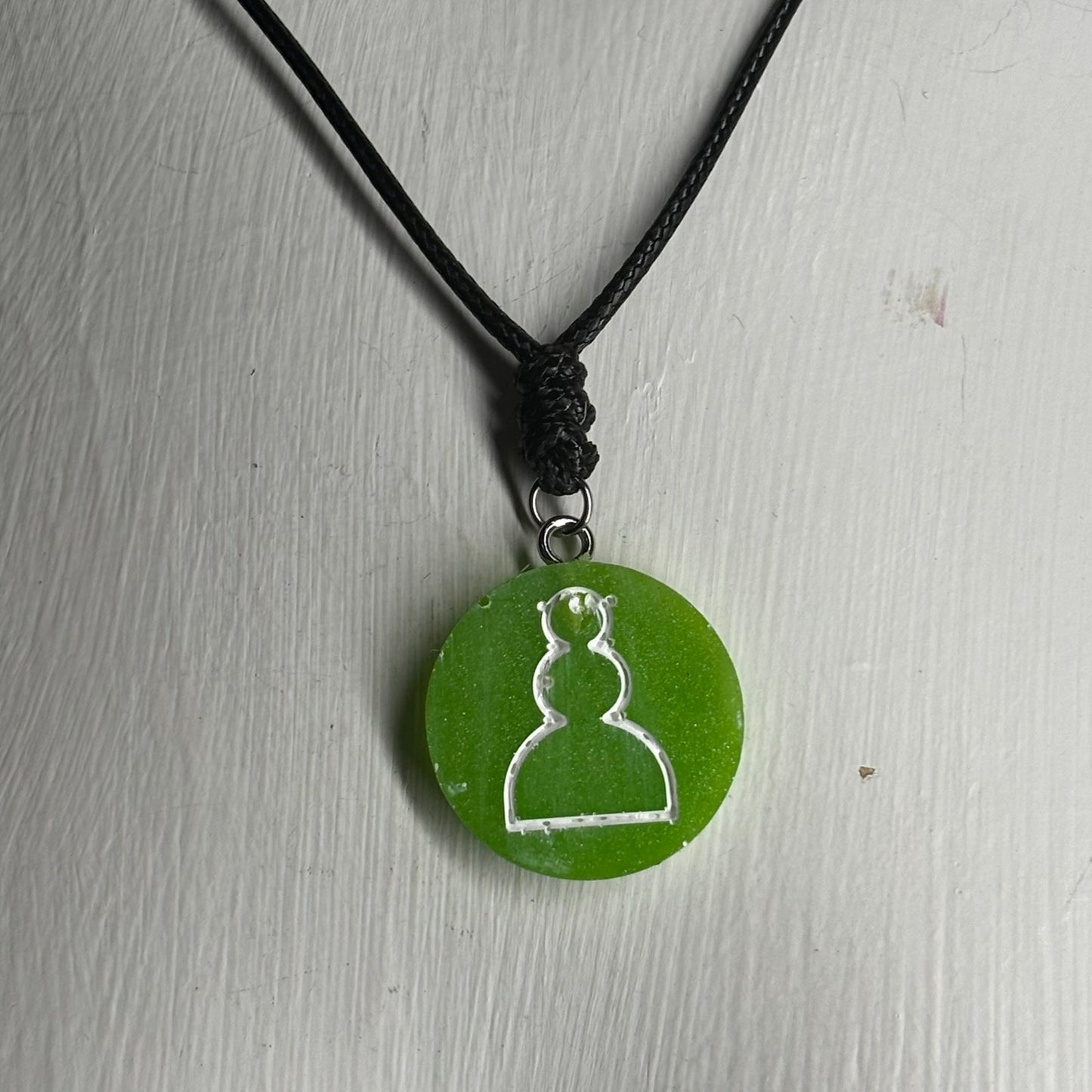 Green Apple Pawn - Handmade Resin Chess Necklace