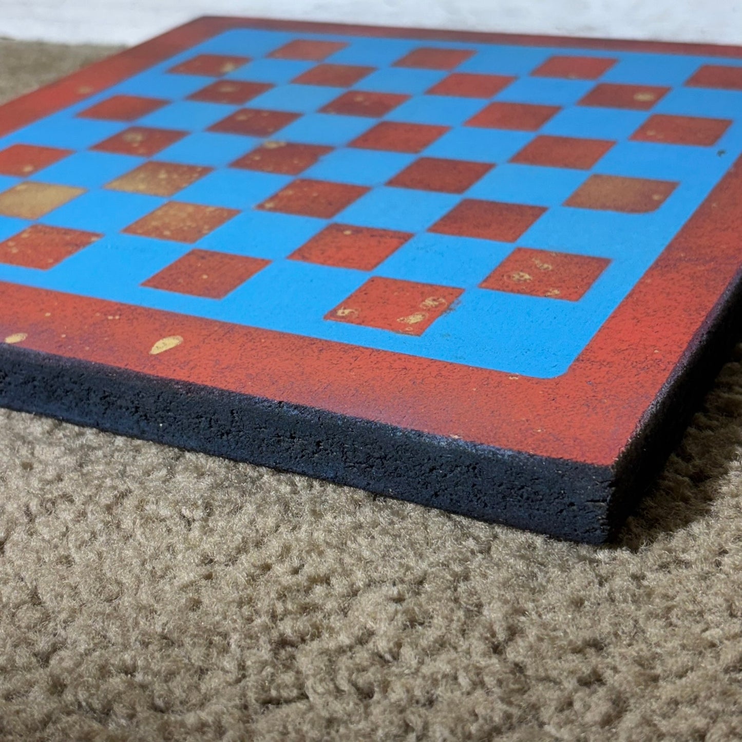 Blue & Red Sprinkled Gold - Painted Chess Board