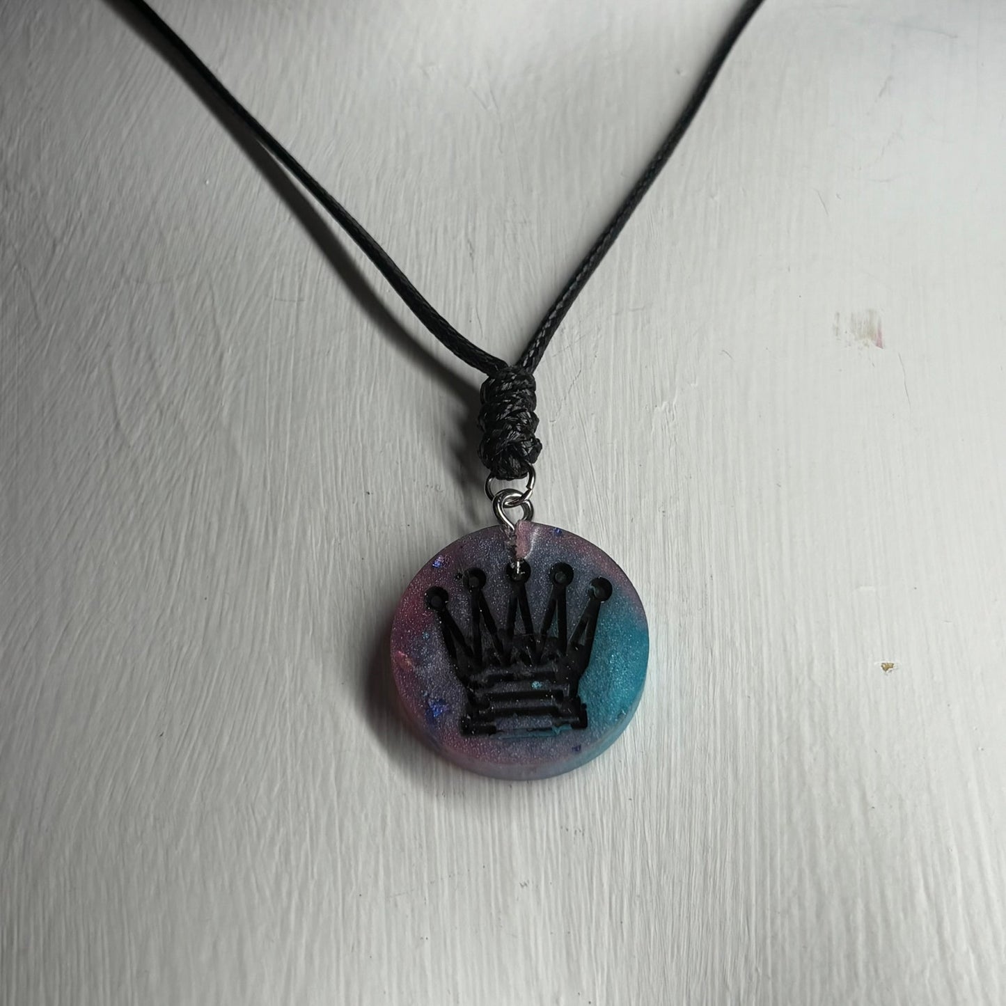 Purple Blue Queen - Handmade Resin Chess Necklace