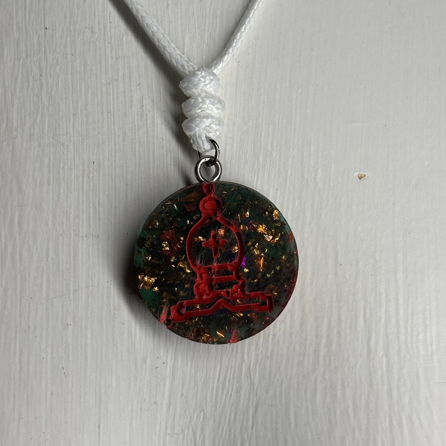 Green Forest Bishop - Handmade Resin Chess Necklace