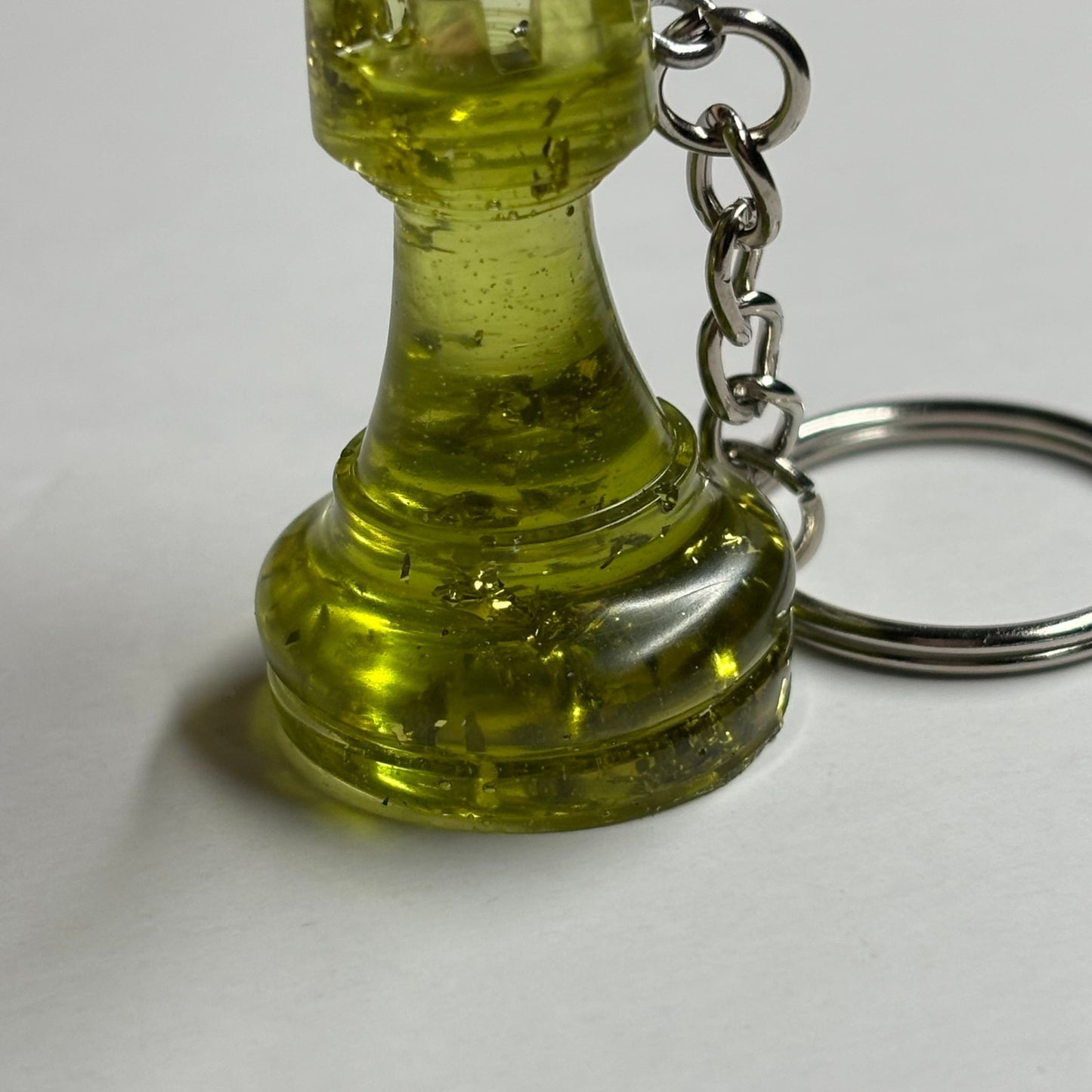 Lime Green Rook - Handmade Resin Keychain