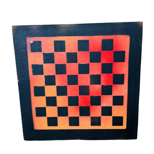 Orange Red Mesh - Painted Chess Board