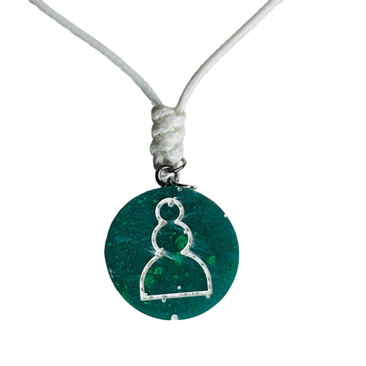 Emerald Green Pawn - Handmade Resin Chess Necklace