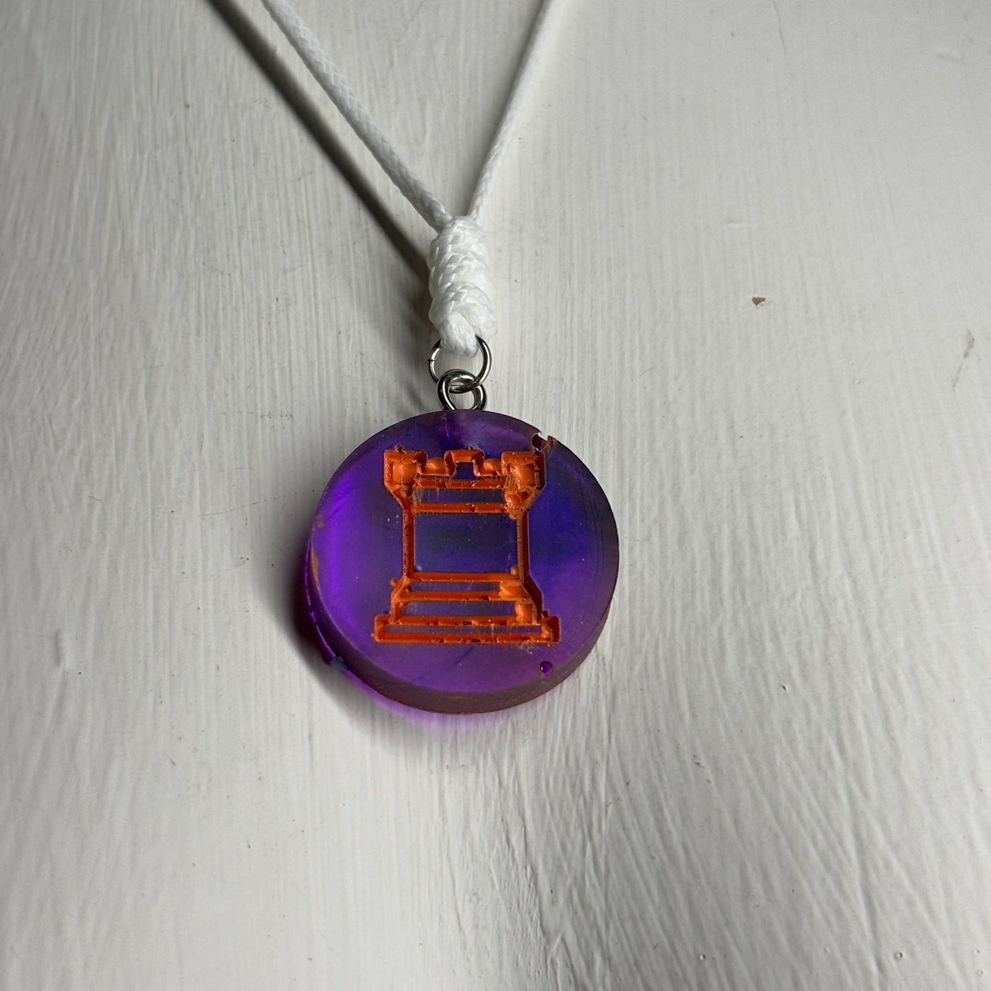 Halloween Purple Rook - Handmade Resin Chess Necklace