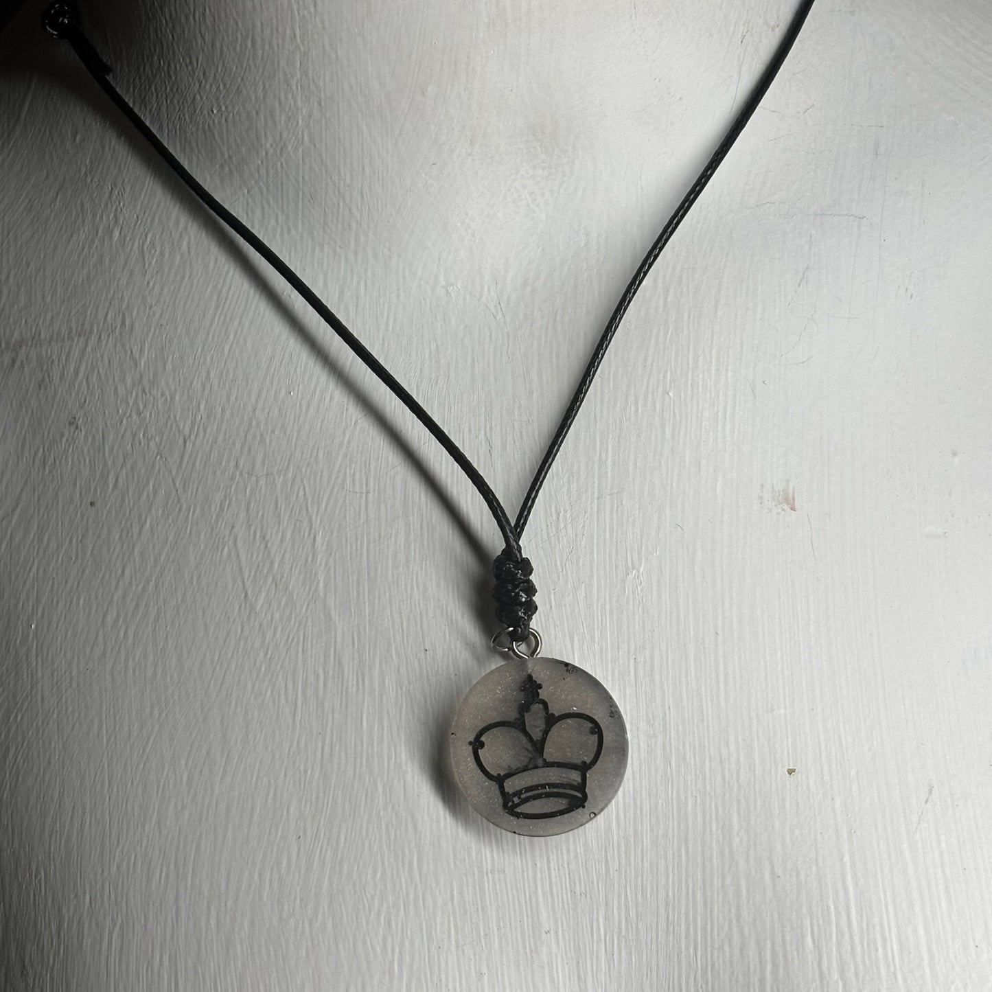 Silver King - Handmade Resin Chess Necklace