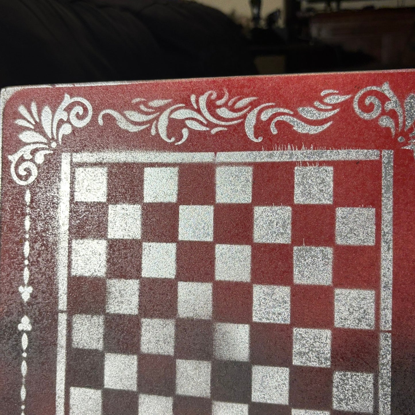Emperors Red & Black - Painted Chess Board
