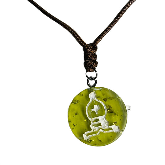 Green Lime Bishop - Handmade Resin Chess Necklace