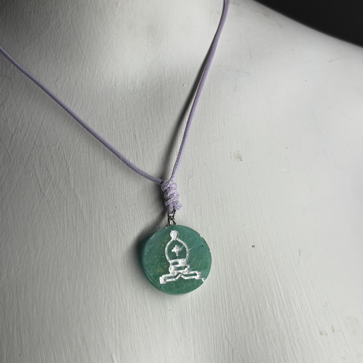 Green Bishop - Handmade Resin Chess Necklace