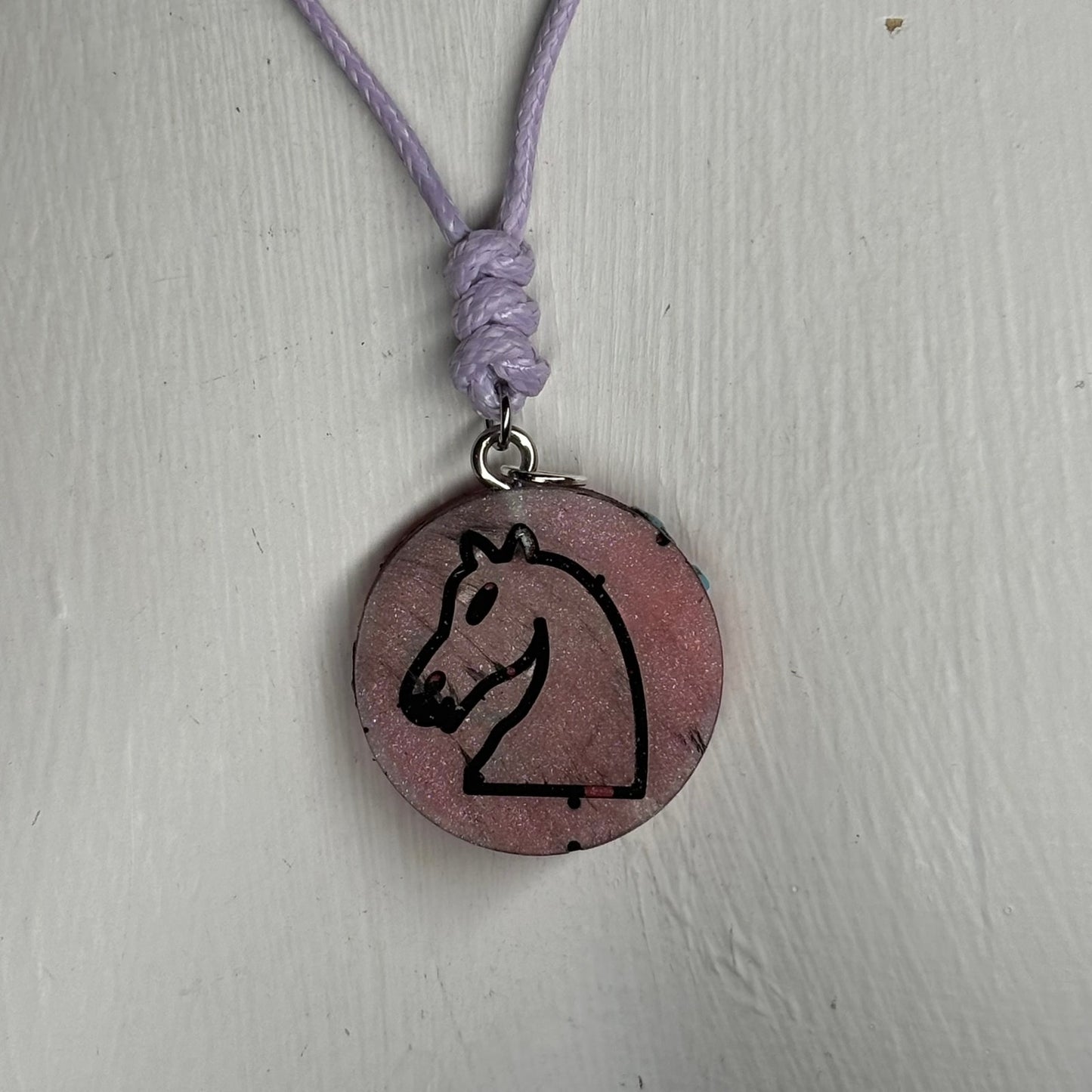 Chrome Red Knight - Handmade Resin Chess Necklace