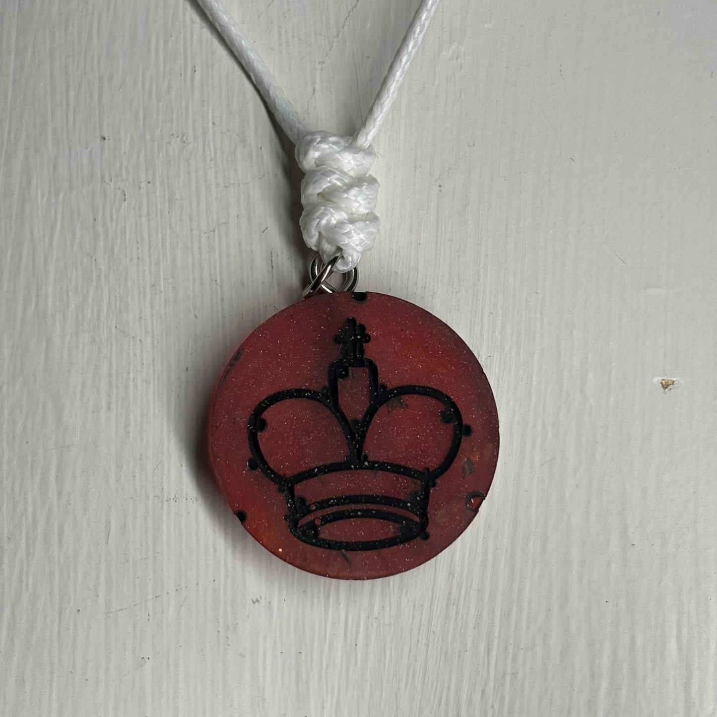 Clean Red King - Handmade Resin Chess Necklace