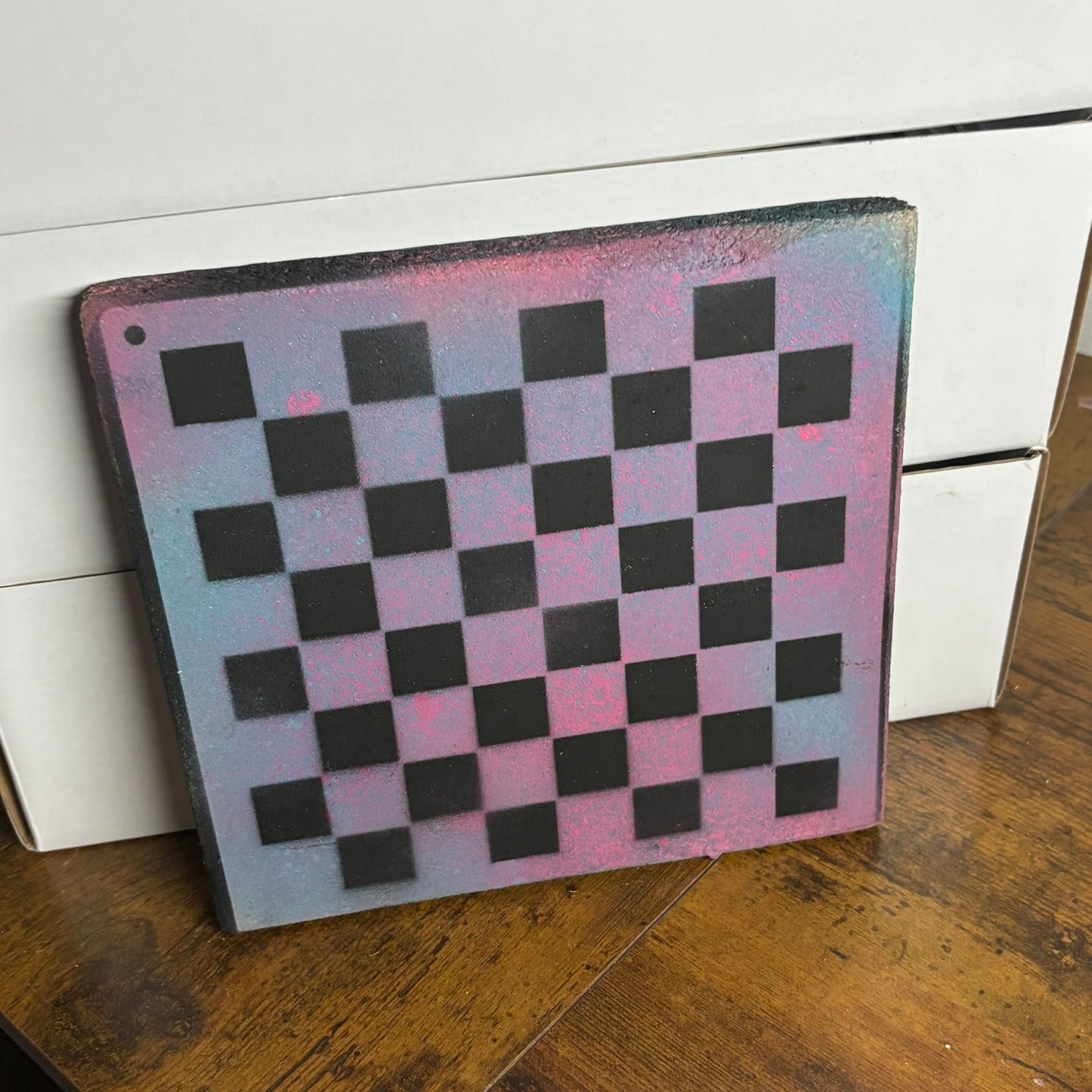 Pink & Blue Mix - Painted Double Sided Chess Board