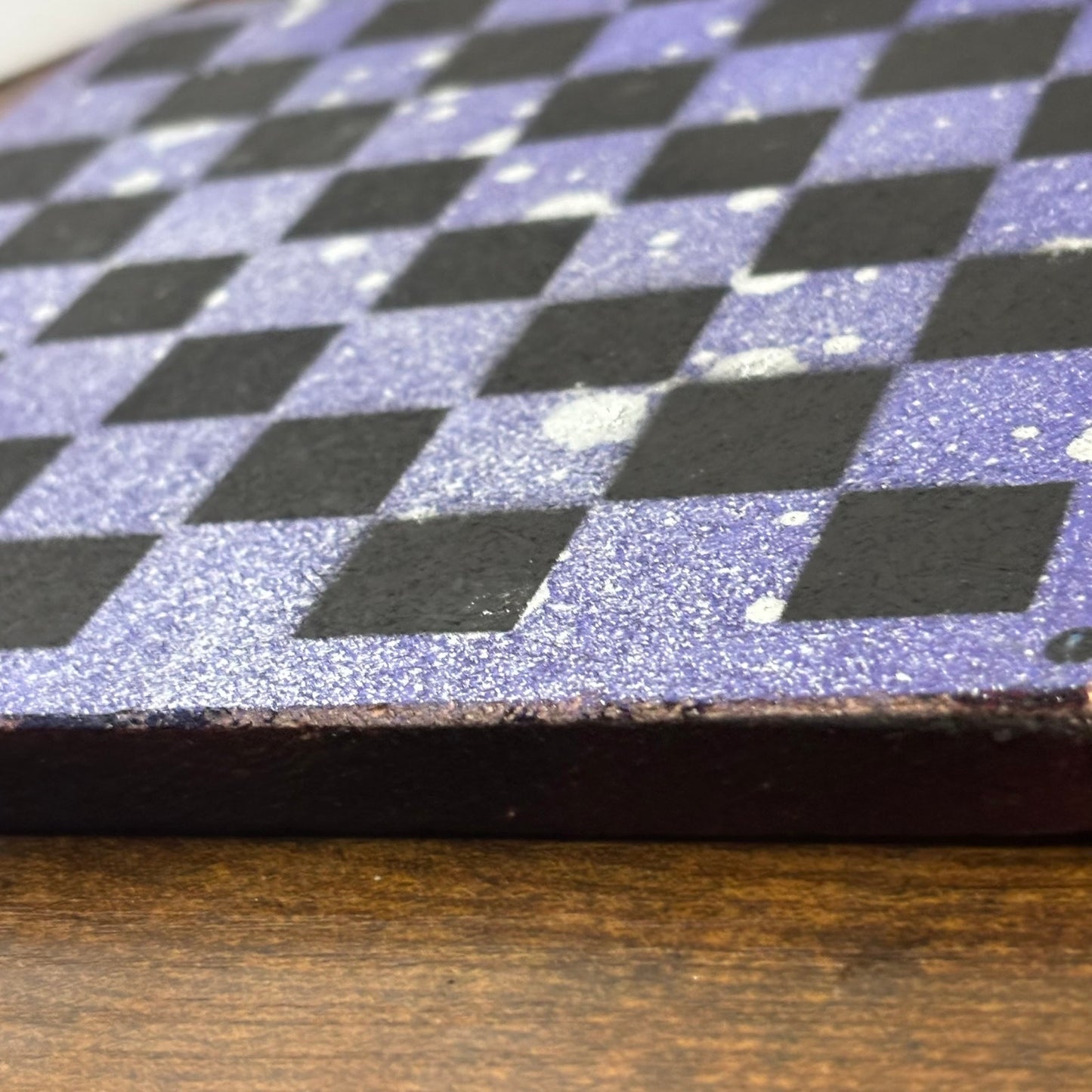 Purple Chrome Splatter - Painted Double Sided Chess Board