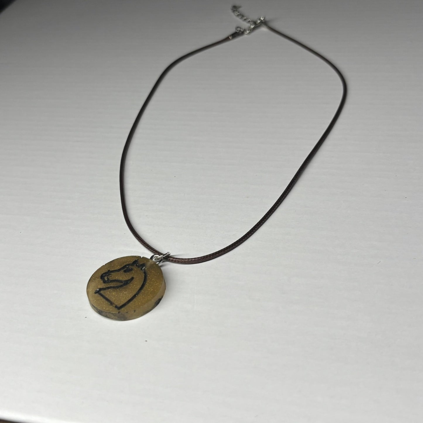 Brown Knight - Handmade Resin Chess Necklace