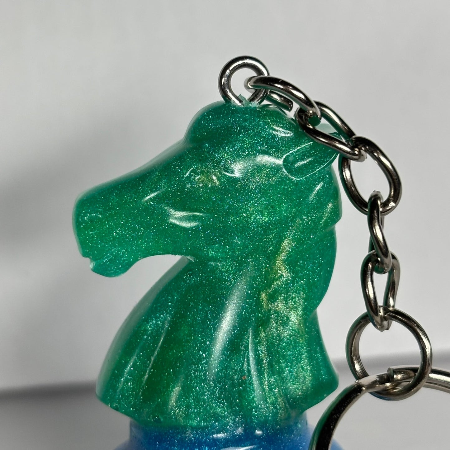 Blue Bottoms Knight Handmade Resin Keychain - One of a Kind Design